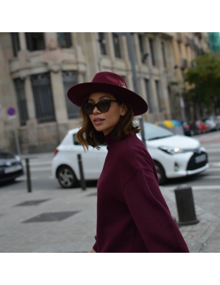 Burgundy Salter Fedora Hat for Women in Wool Felt