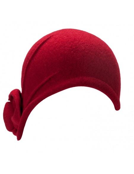 Wool Red 20s Cloche Hat Margo
