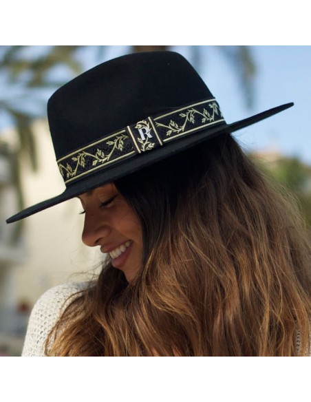 Chapeau en feutre de laine avec ruban doré - Chapeaux Automne Hiver pour femmes