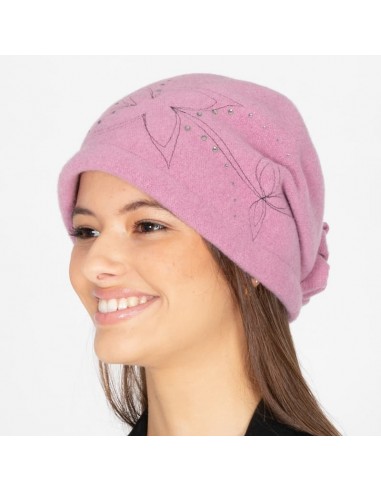 Bonnet rétro en laine rose des années 20 - Style Inga - Chapeaux vintage pour femmes