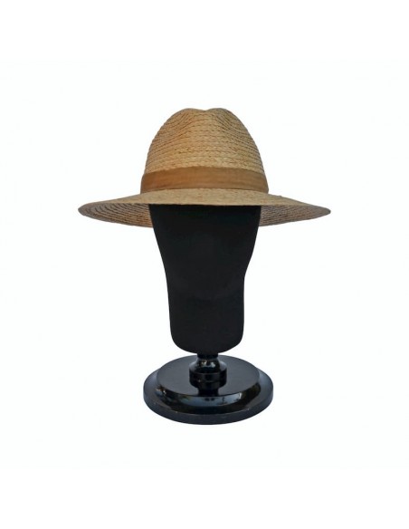 Sacramento Fedora Straw Hat - Natural straw and leather - Handmade in Spain