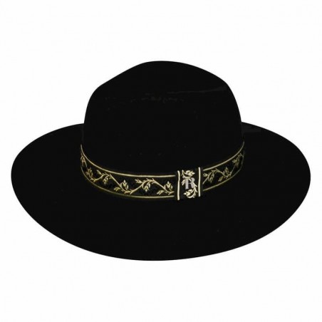 Chapeau en feutre de laine avec ruban doré - Chapeaux pour femmes