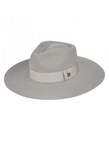 Chapeau en feutre de style Fedora de couleur gris clair à large bord