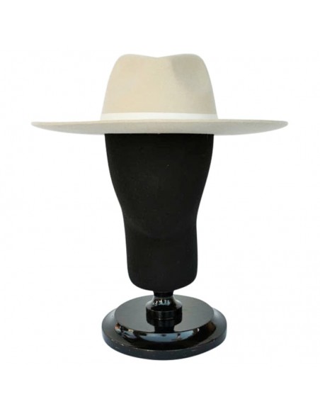 Chapeau de style Fedora à larges bords de couleur crème pour homme