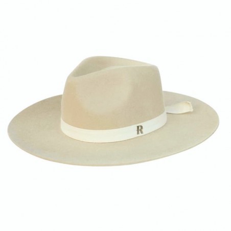 Sombrero Fedora en color crema de ala amplia para hombre