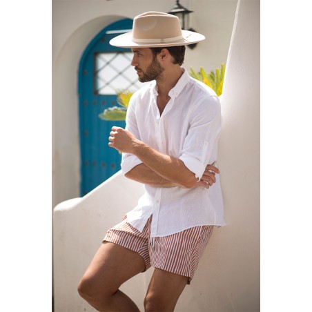 Chapeau Fedora couleur crème à larges bords pour homme