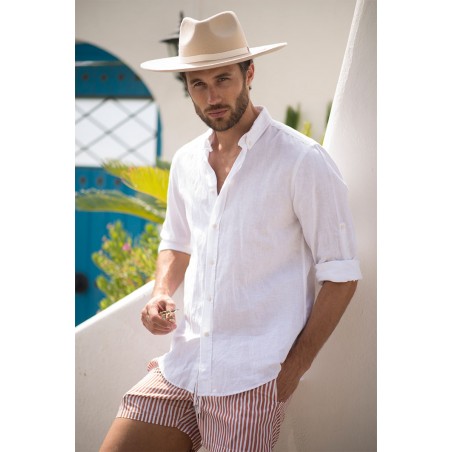 Chapeau Fedora couleur crème à larges bords pour homme
