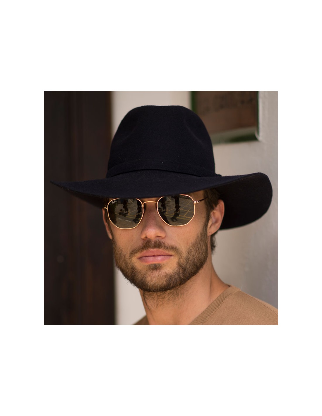 Chapeau de Cowboy Bleu Marine - 100% Laine Rigide - Fabriqué en Espagne