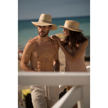 Sombrero Boater Paja Natural - Sombreros Verano Mujer