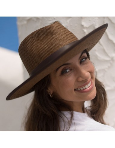 Chapéu de Palha Florida Castanho - Chapéus de Verão - Estilo Fedora