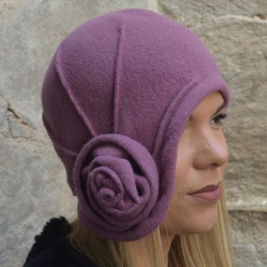 Vintage Wool Beanie Margo in Mauve Farbe - Raceu Hats