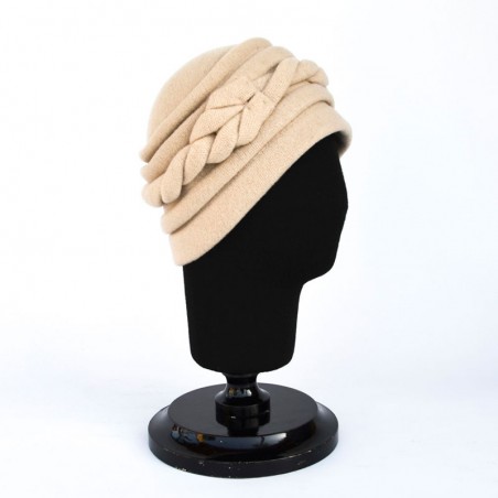 Bonnet de laine beige fait main - Bonnet de laine - Bonnet de laine femme - Bonnet de laine années 20 - Bonnet rétro - Bonnet vi