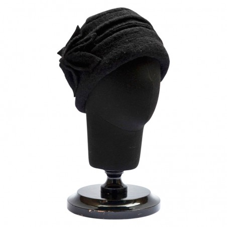 Chapeau en laine Cloche Moss noir - Style vintage