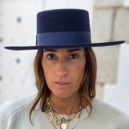 Sombrero Canotier Mujer Fieltro de Lana Hecho en España