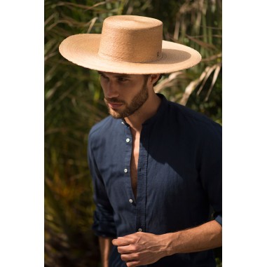 Large Brim Boater Hat Puebla For Men - Straw Hats