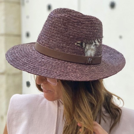 Sombrero Playa Mujer ideal Verano - 100% Paja Natural cosida y hecho en España en color Chocolate
