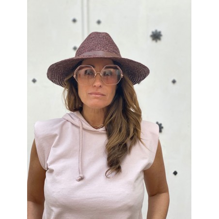Sombrero Playa Mujer ideal Verano - 100% Paja Natural cosida y hecho en España en color Chocolate