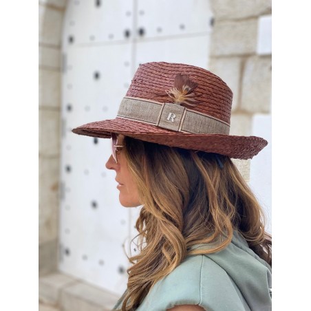 Chapeau de plage pour femme idéal pour l'été - 100% paille naturelle cousue et fabriquée en Espagne en couleur marron