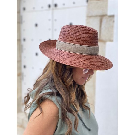 Sombrero Playa Mujer ideal Verano - 100% Paja Natural cosida y hecho en España en color Marrón