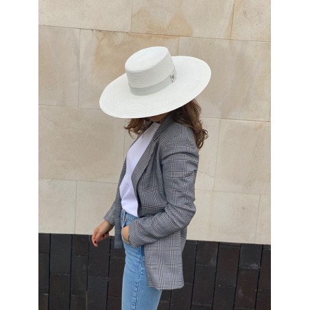 Vegetable Fiber Boater Hat Wide-Brimmed for Women Atena - Women's Hats