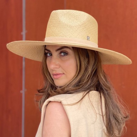 Chapeau Panama à large bord Corfu couleur miel - Chapeau à large bord pour femme
