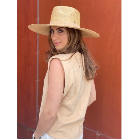 Large Brim Panama Hat CORFU Honey - Panama Hats UK for Women