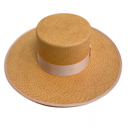 Sombrero de Novia Canotier Panamá Padua color Miel - Sombreros Panamá Estilo Canotier