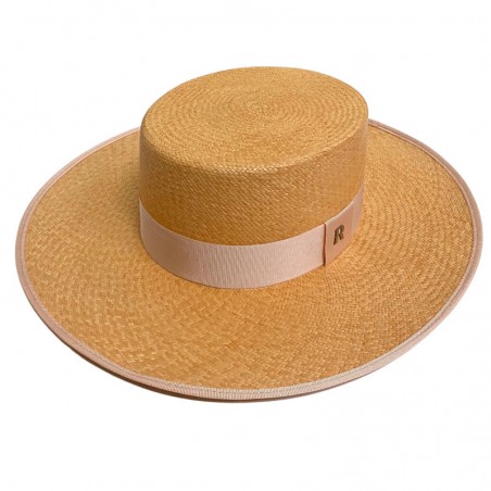 Sombrero de Novia Canotier Panamá Padua color Miel - Sombreros Panamá Estilo Canotier