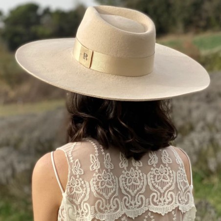 Colorado Wide Brim Felt Hat Beige - Bridal Hats - Wedding Hats UK - Felt Hat women's