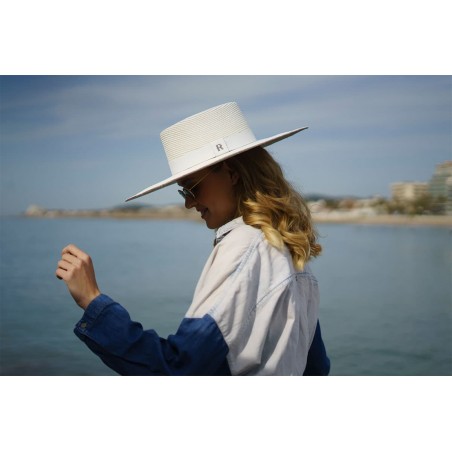 Vegetable Fiber Boater Hat Wide-Brimmed for Women Atena - Women's Hats