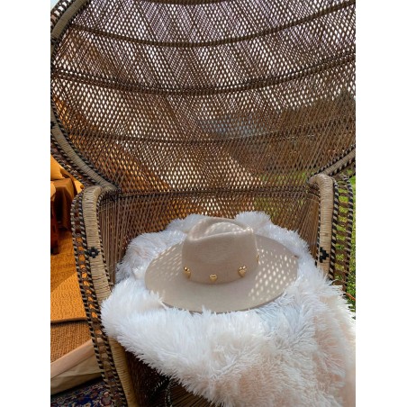 Gala Wide Brim Beige Fedora - Bridal Hat