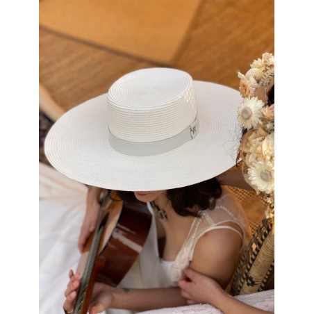 Chapeau de mariée Canotier à large bord blanc - Atena - Chapeau Canotier à large bord - Chapeaux pour femmes - Chapeaux spéciaux