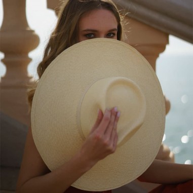 Cappello Panama a tesa larga Corfu Colore naturale - Cappello a tesa larga da donna