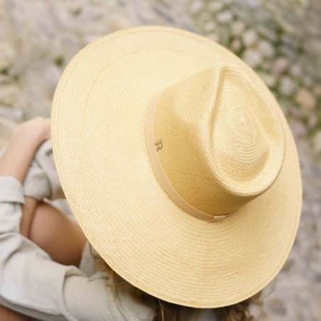 Chapeau Panama à large bord Corfu couleur miel - Chapeau à large bord pour femme