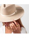 Cappello Fedora da donna color crema a tesa larga