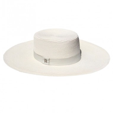 Sombrero de Novia Canotier Ala Ancha color Blanco - Atena - Boater Ala Ancha - Sombreros de Mujer Especial Bodas