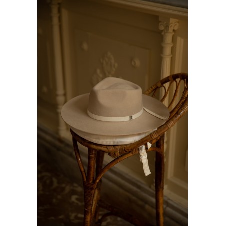 Chapeau style Fedora pour femmes, couleur crème, à large bord