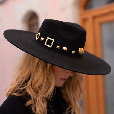 Chapéu Fedora de lã de feltro com brilho amplo para mulheres - Raceu Hats