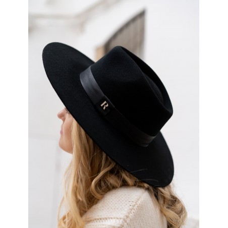 Chapeau fedora en laine feutrée de couleur noire Austin - - Raceu Hats