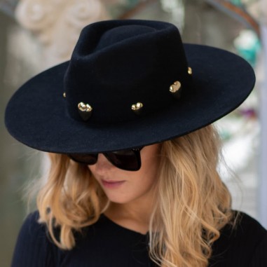Sombrero Fedora Negro Ala Ancha Gala - Edición Limitada - Raceu Hats
