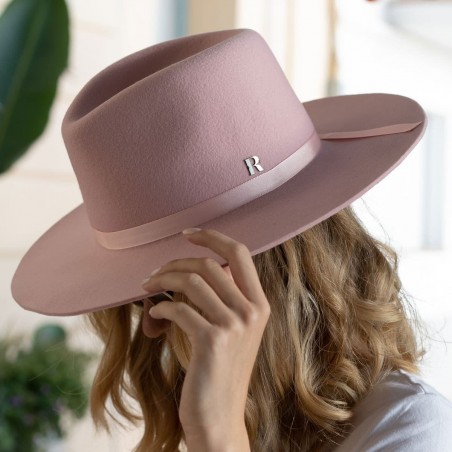 Chapeau Fedora en laine feutrée rose - Rose Raceu Hats