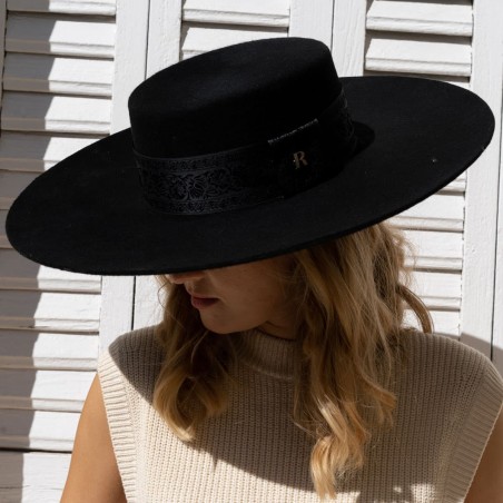 Black Wool Felt Boater Hats - Wedding Hats - Ladies Hats for Weddings