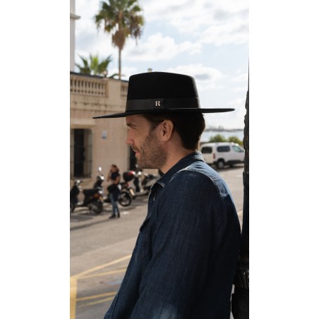 Austin Black Wool Felt Fedora Hat for Men - Raceu Hats UK