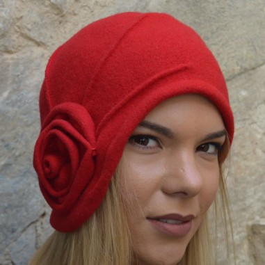 Wool Red 20s Cloche Hat Margo - Raceu Hats