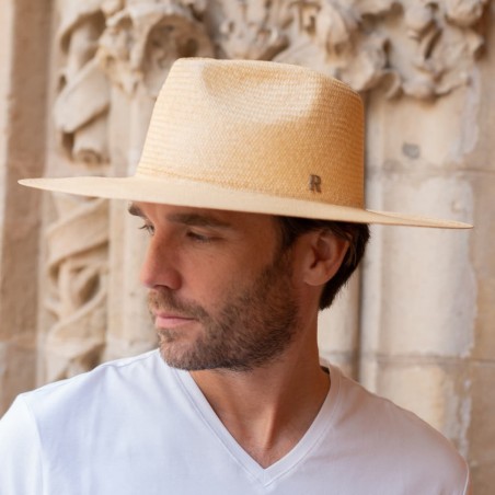 Chapeau Panama à large bord Corfu couleur miel - Chapeau à large bord pour hommes