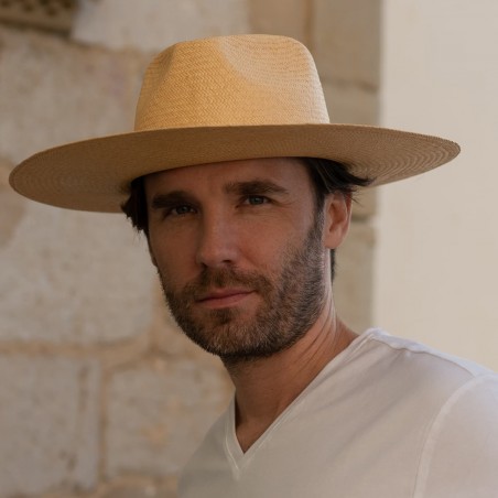 Large Brim Panama Hat CORFU Honey - Panama Hats UK for Men