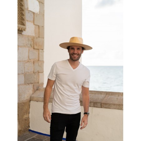 Chapeau Panama à large bord Corfu couleur miel - Chapeau à large bord pour hommes