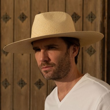Cappello Panama a tesa larga Corfu Colore naturale - Cappello a tesa larga da uomo