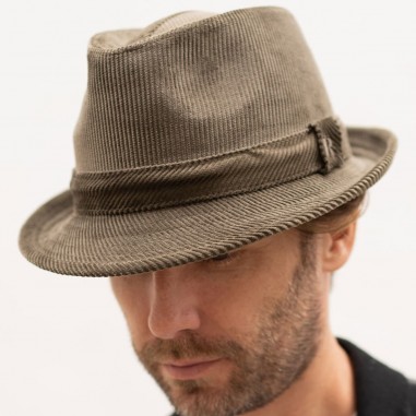 Chapéu de bombazina de cor bombazina masculina na cor azeitona - JURI - Raceu Hats