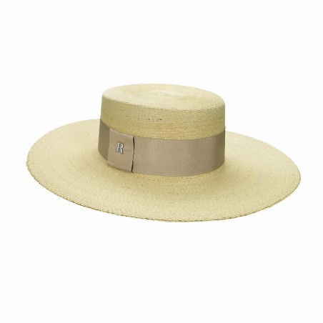 Sombrero-Invitada-Boda-Canotier-Ala-Ancha-Murano-Beige - Raceu Hats